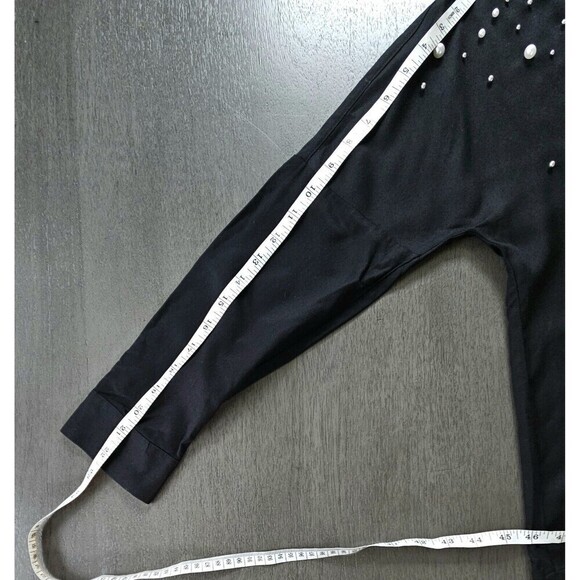Zara Black Bead Pearl Accent Long Sleeve Button Down Blouse Shirt Medium Party - Picture 5 of 7